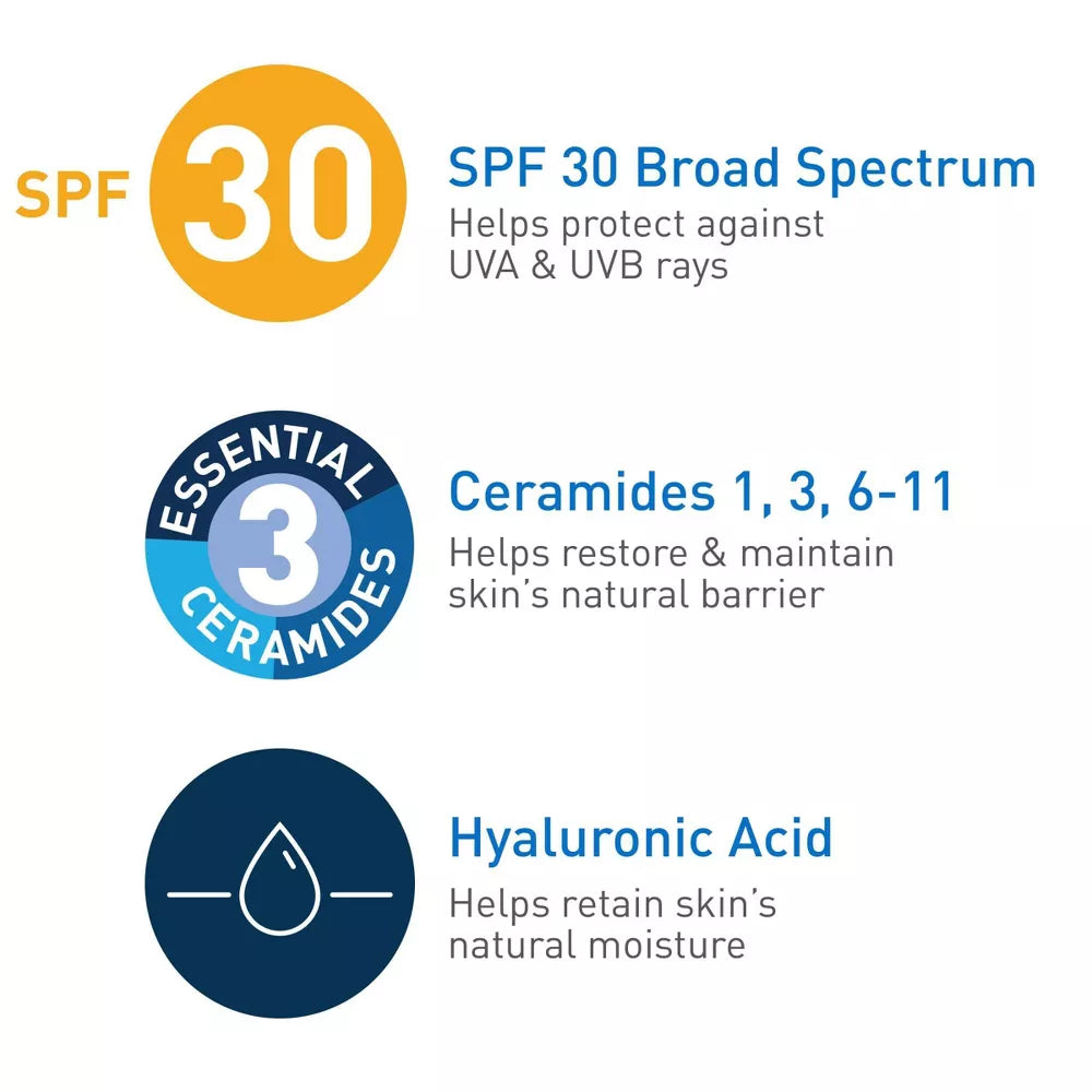 CeraVe Loción Hidratante Facial Ultraligera SPF 30, 50 ml
