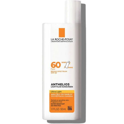 La Roche-Posay Anthelios Light Fluid Protector Solar para el rostro SPF 60 Ultra ligero SPF 60, 50 ml