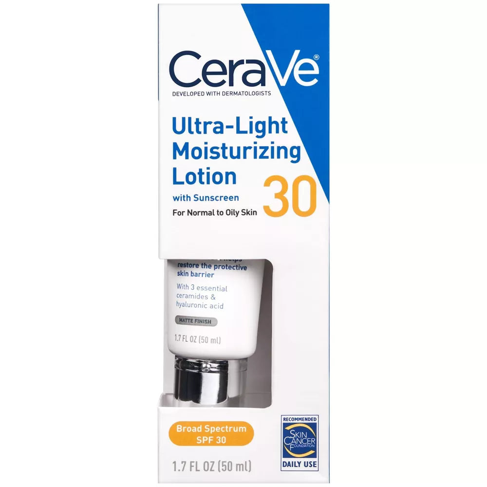 CeraVe Loción Hidratante Facial  Ultraligera SPF 30, 50 ml