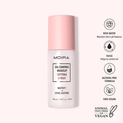 Moira Oil Control Makeup Setting Spray- Fijador de maquillaje, 100 ml