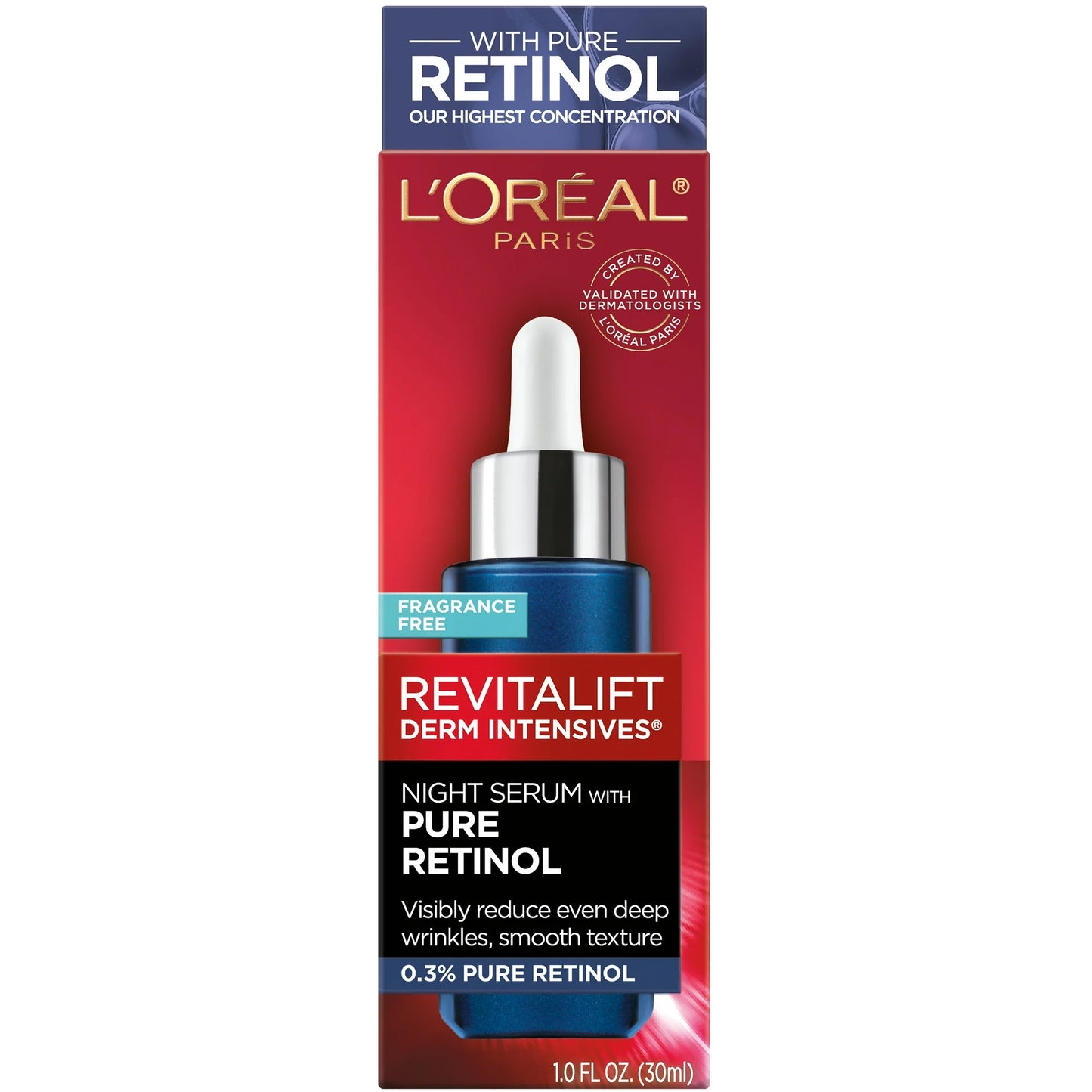 L'Oréal Paris Serum de noche Revitalift Pure Retinol 0.3%, 30 ml