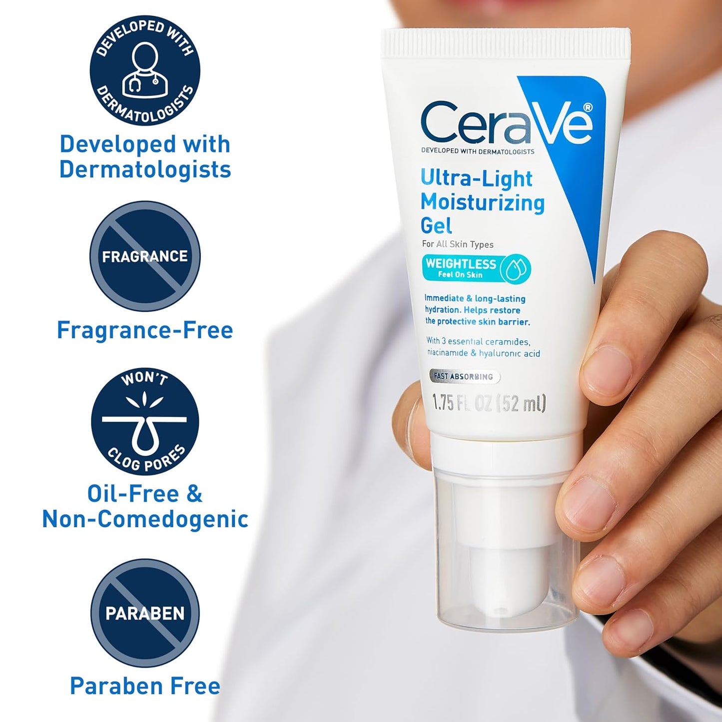 CeraVe Gel Hidratante Ultraligero, 52 ml