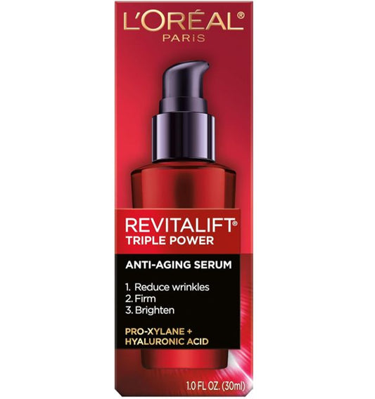 L'Oréal Paris Revitalift Triple Power Suero antienvejecimiento con Pro-Xylane + Ácido hialurónico, 30 ml